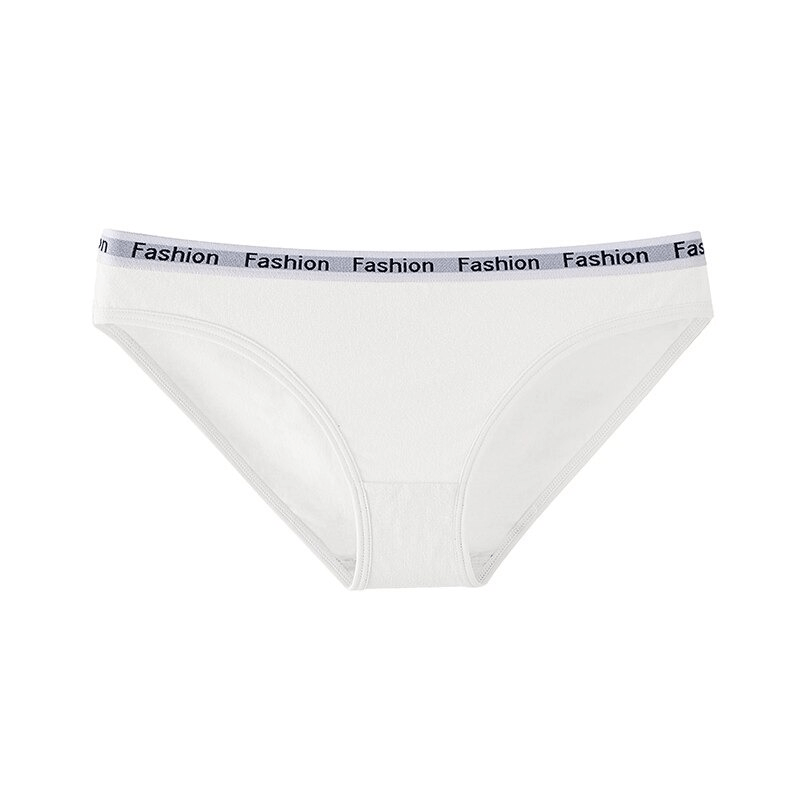 White cotton sports briefs for women with elastic waist and 'Fashion' waistband, offering comfort and flexibility, style SF0697.